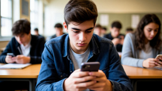 Ученик, урок, телефон / Изображение сгенерировано Шедеврум от ИИ YandexART/ amic.ru