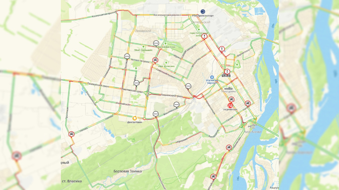 Пробки в Барнауле 10 марта / Скриншот "2ГИС"