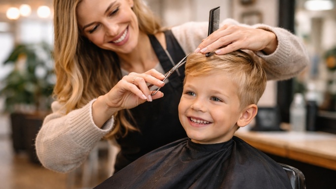 Парикмахер / Стрижка / Дети / Изображение сгенерировано ИИ ChatGPT / amic.ru