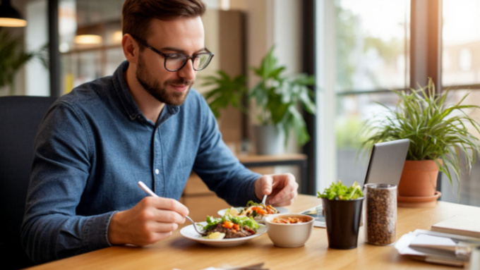 Перекус, обед, работа /  Изображение сгенерировано "Шедеврум" от ИИ YandexART / amic.ru