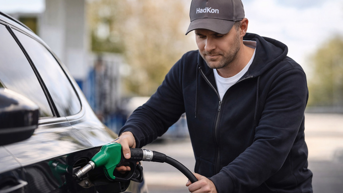 Мужчина заправляет автомобиль / Фото: создано в нейросети ChatGPT