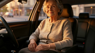 Пенсионерка в такси / Изображение сгенерировано Алиса AI / amic.ru