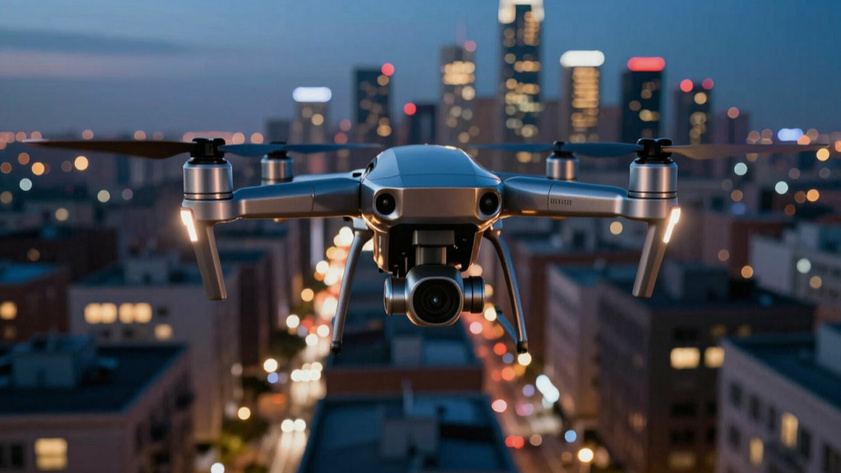 Дрон над городом / Изображение сгенерировано Алиса AI / amic.ru