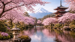 Цветение сакуры в Японии / Сакура / Деревья / Япония / Изображение сгенерировано ИИ ChatGPT / amic.ru