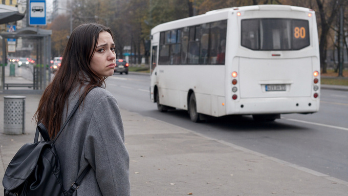 Девушка и маршрутка / Фото: создано в нейросети ChatGPT