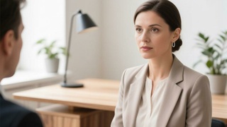 Женщина на собеседовании / Изображение сгенерировано GigaChat от Сбера / amic.ru