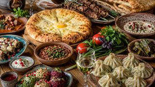 Стол с грузинскими блюдами / Фото: создано в нейросети ChatGPT
