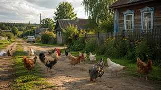 Куры / Птицы / Деревня / Изображение сгенерировано ИИ ChatGPT / amic.ru