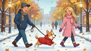 Снег в городе / Изображение сгенерировано нейросетью Алиса AI / amic.ru