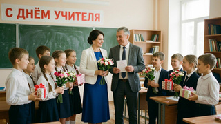 Поздравление с Днем учителя / Изображение сгенерировано Алиса AI / amic.ru

