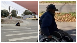 Ползающий без коляски мужчина / Фото: "Инцидент Бийск"