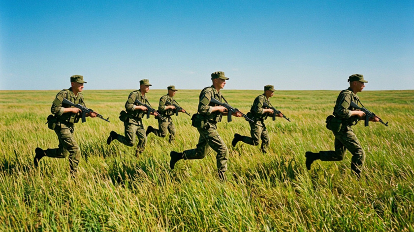 Солдаты в поле / Изображение сгенерировано нейросетью Алиса AI / 