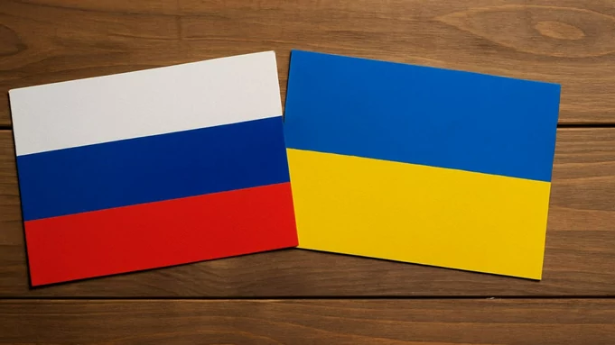 Флаги России и Украины / Изображение сгенерировано нейросетью DALL-E / amic.ru