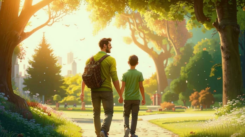 Отец с сыном / Изображение сгенерировано FusionBrain.AI от Sber AI / amic.ru