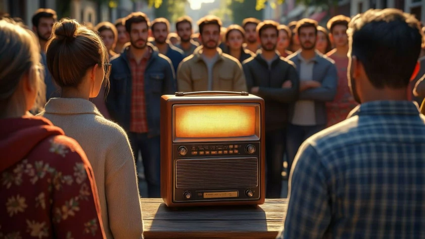 Люди слушают радио / Изображение сгенерировано YandexGPT 5 Pro / amic.ru
