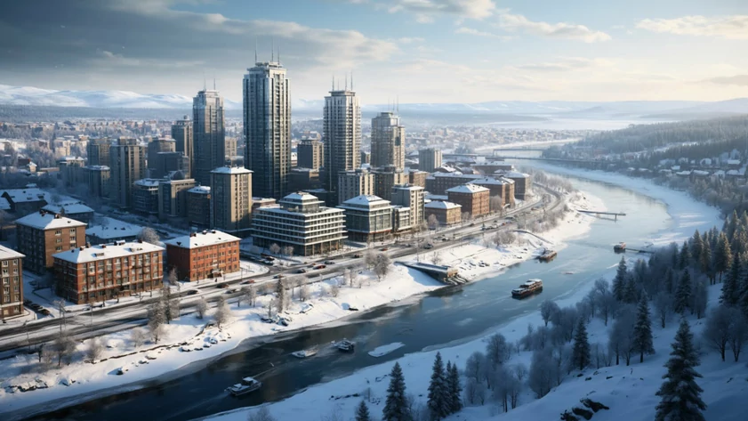 Город в Сибири / Изображение сгенерировано Алиса AI / amic.ru