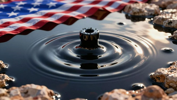 Флаг США и нефть / Изображение сгенерировано Алиса AI / amic.ru