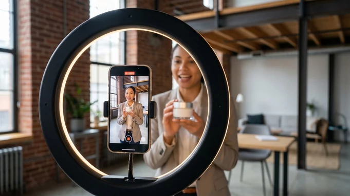 Девушка рекламирует крем / Изображение создано в нейросети Nano Banana Pro