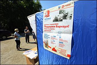 25 июня 2020 г., Барнаул. Екатерина Смолихина   Бюллетень, маска и перчатки. Как в Барнауле стартовало голосование по поправках в Конституцию 