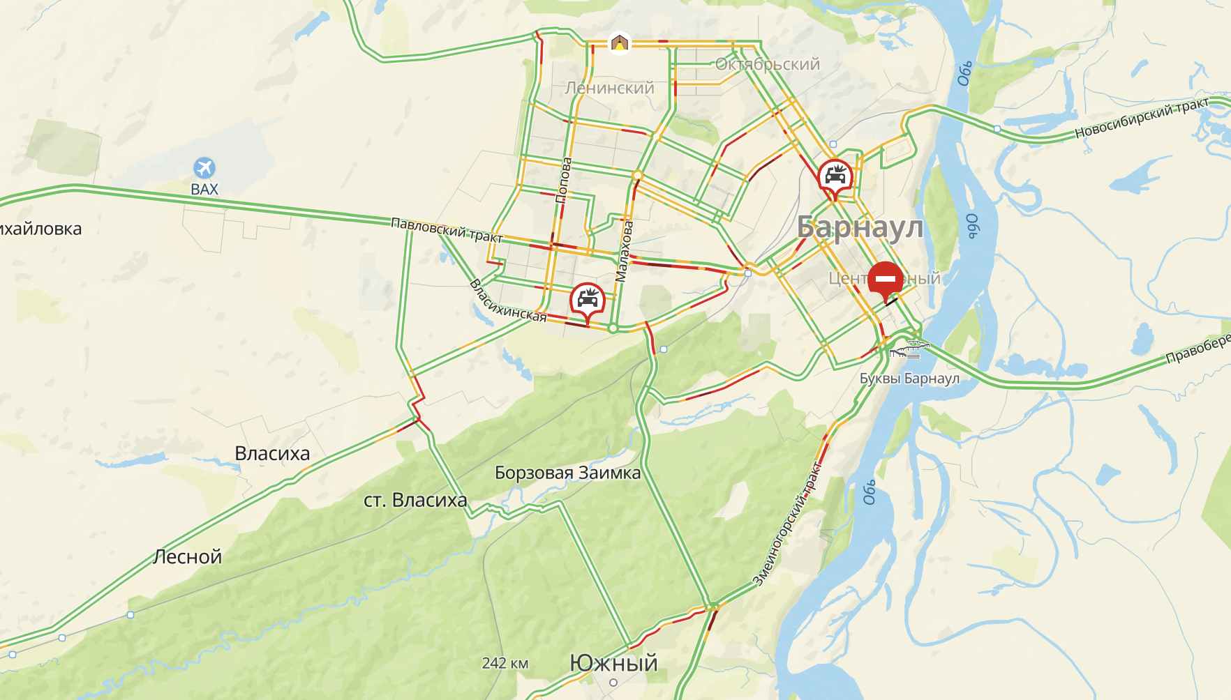 Пробки в Барнауле утром 29 ноября / 2ГИС
