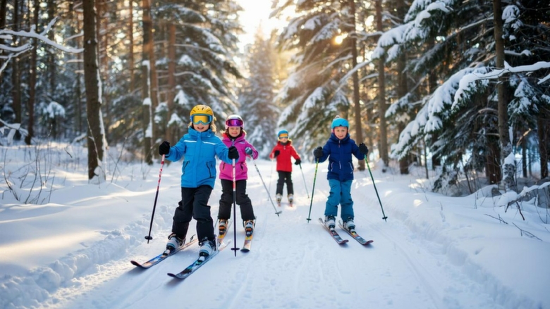 Дети, которые занимаются лыжами / Фото: сгенерировано нейросетью "Кандинский"